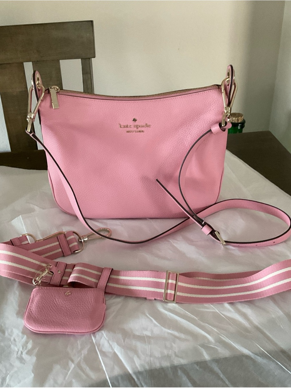 Kate Spade Rose Mauve Juliette Pebbled Leather Purse
